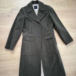 EUC Army Green J. Crew wool coat size 4